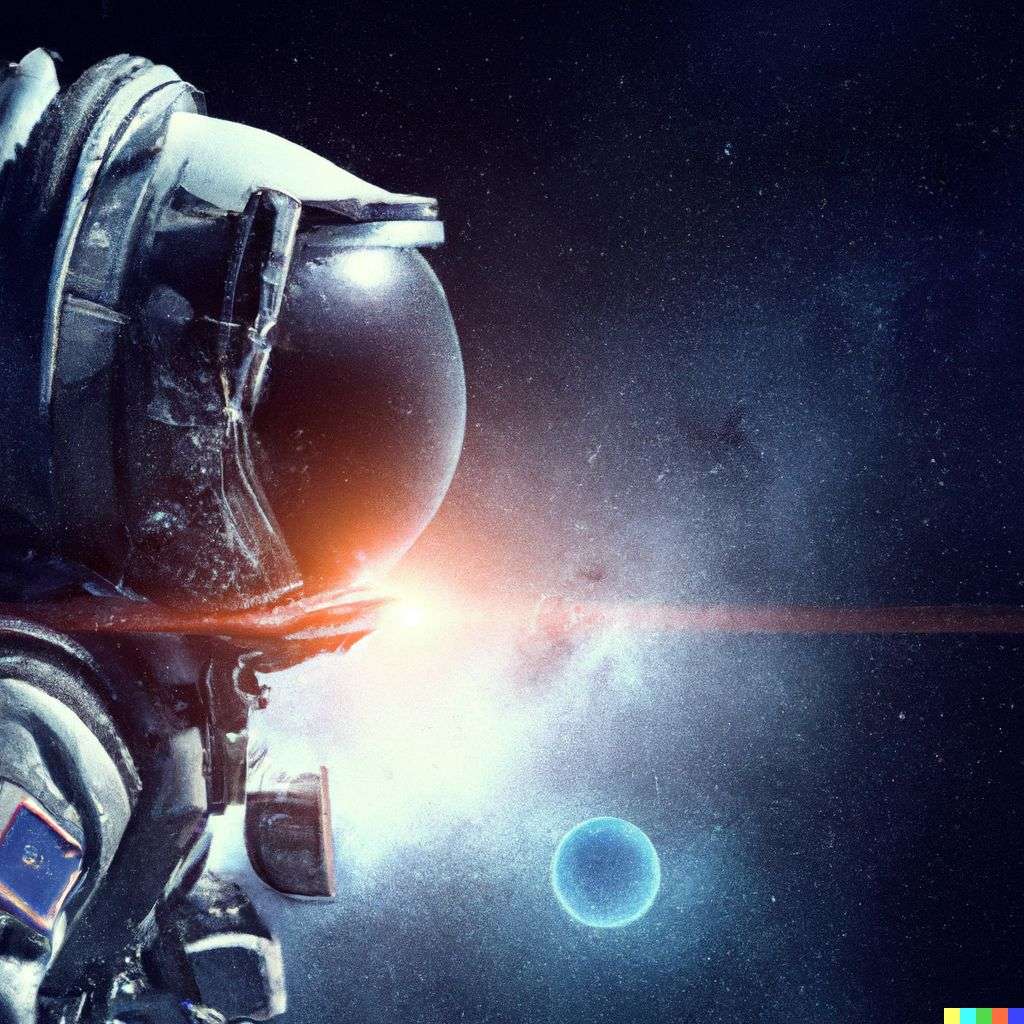 an astronaut, mixed media